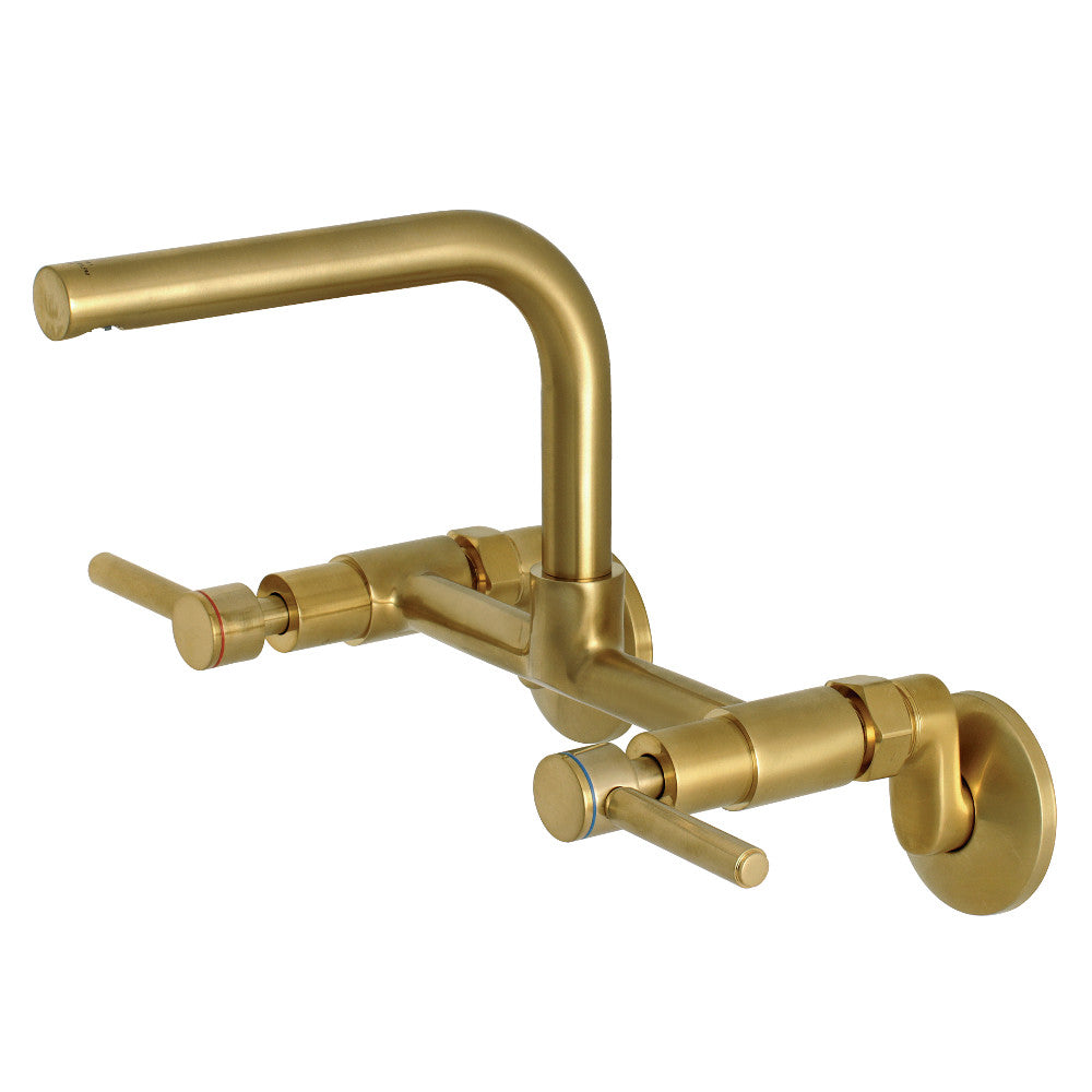 Concord Wall Mount Kitchen Faucet in Brushed Brass