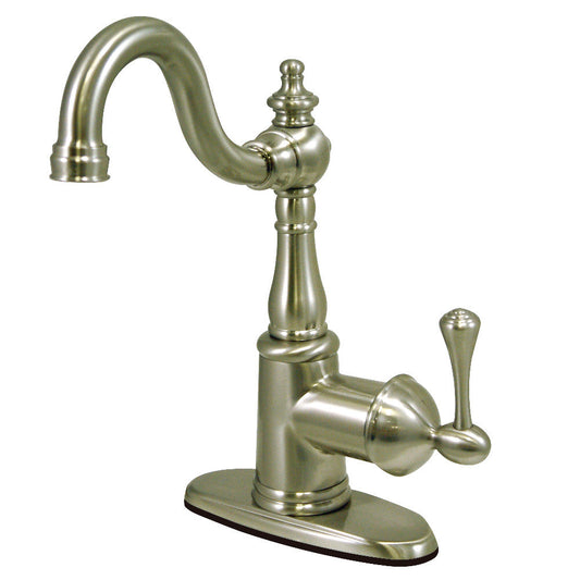 English Vintage Single-Hole Bathroom Faucet in Brushed Nickel