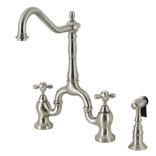 English Country Bridge Kitchen Faucet in Brushed Nickel
