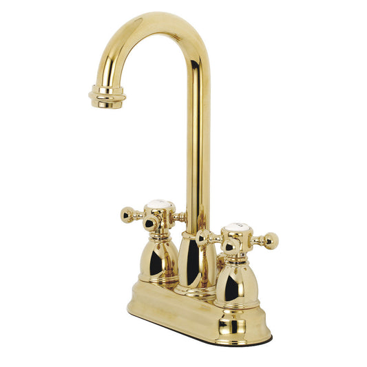 Vintage 4 Inch Centerset Bathroom Faucet in Polished Brass