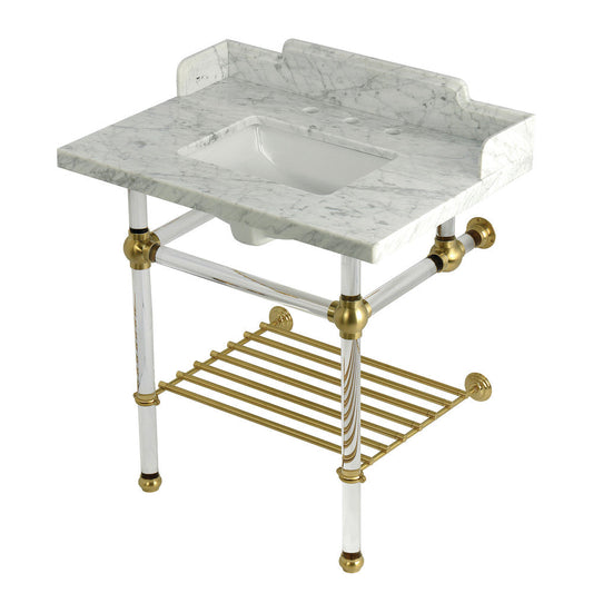 Pemberton 30 Inch Console Sink in Carrara Marble