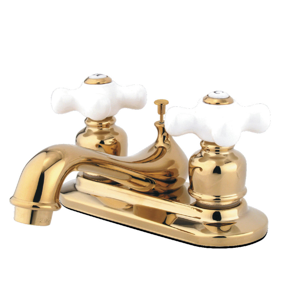 Restoration 4 Inch Centerset Bathroom Faucet in Polished Brass