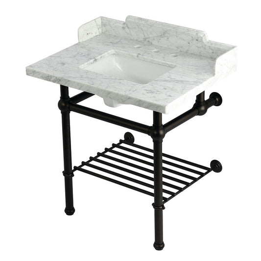 Pemberton 30 Inch Console Sink in Carrara Marble