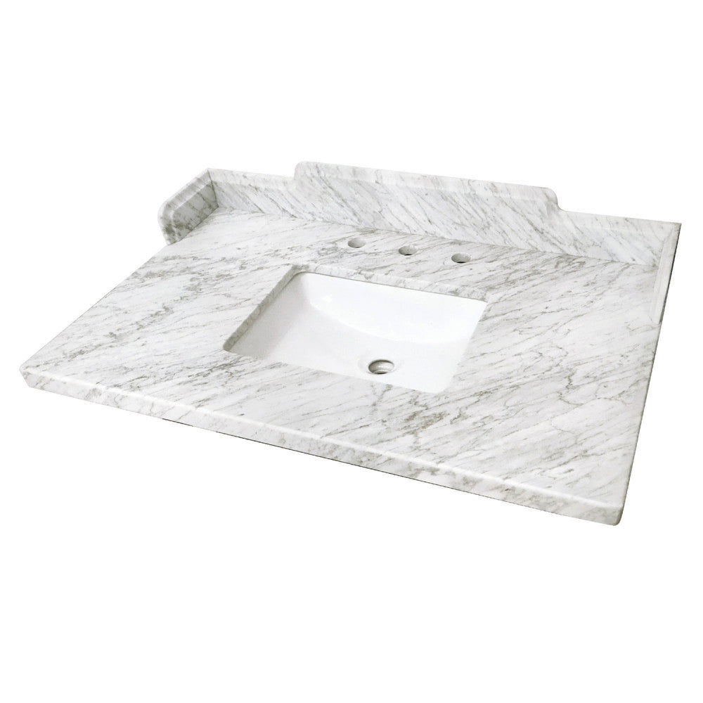 Pemberton 36 Inch Vanity Sink Top in Carrara White