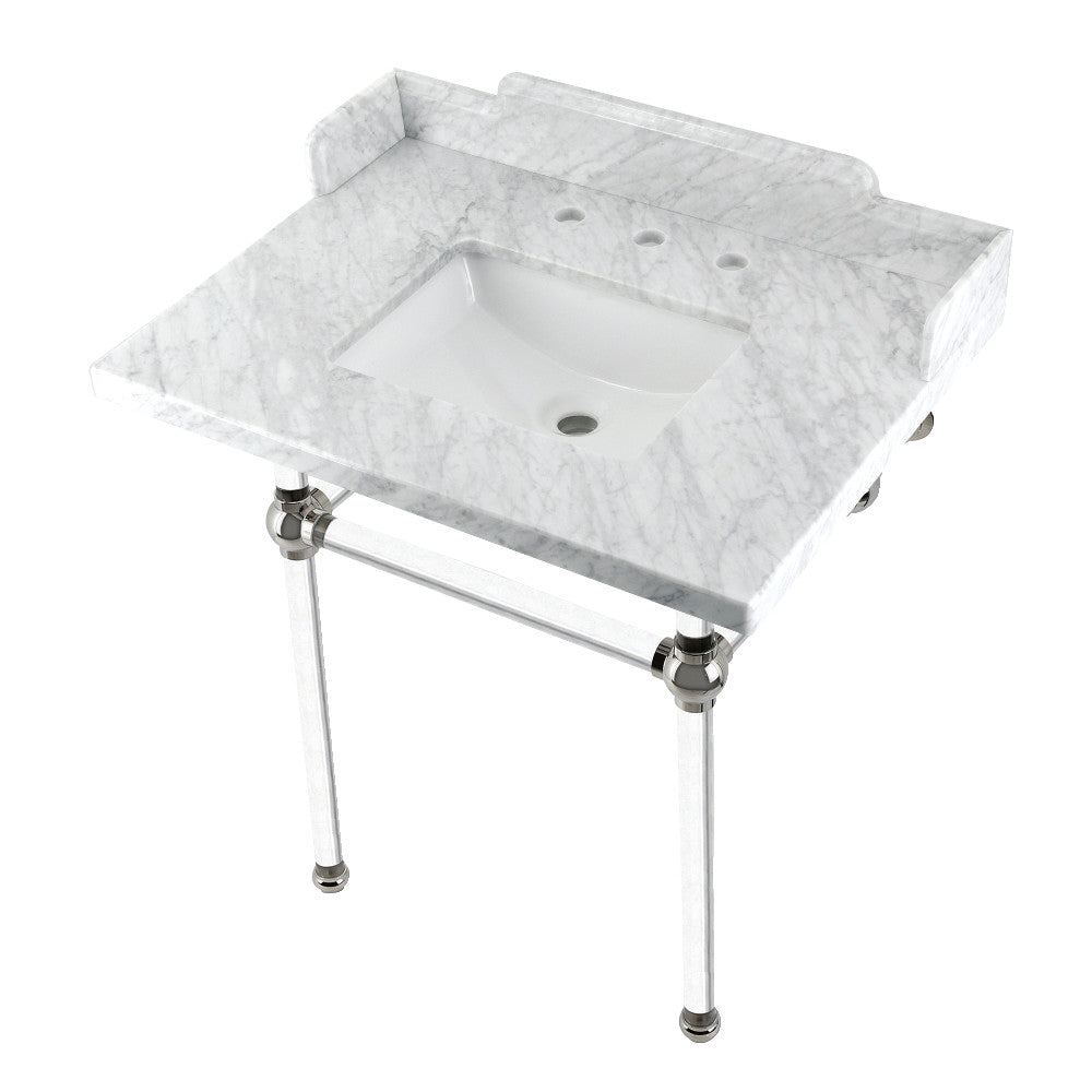 Pemberton 30 Inch Console Sink in Carrara Marble