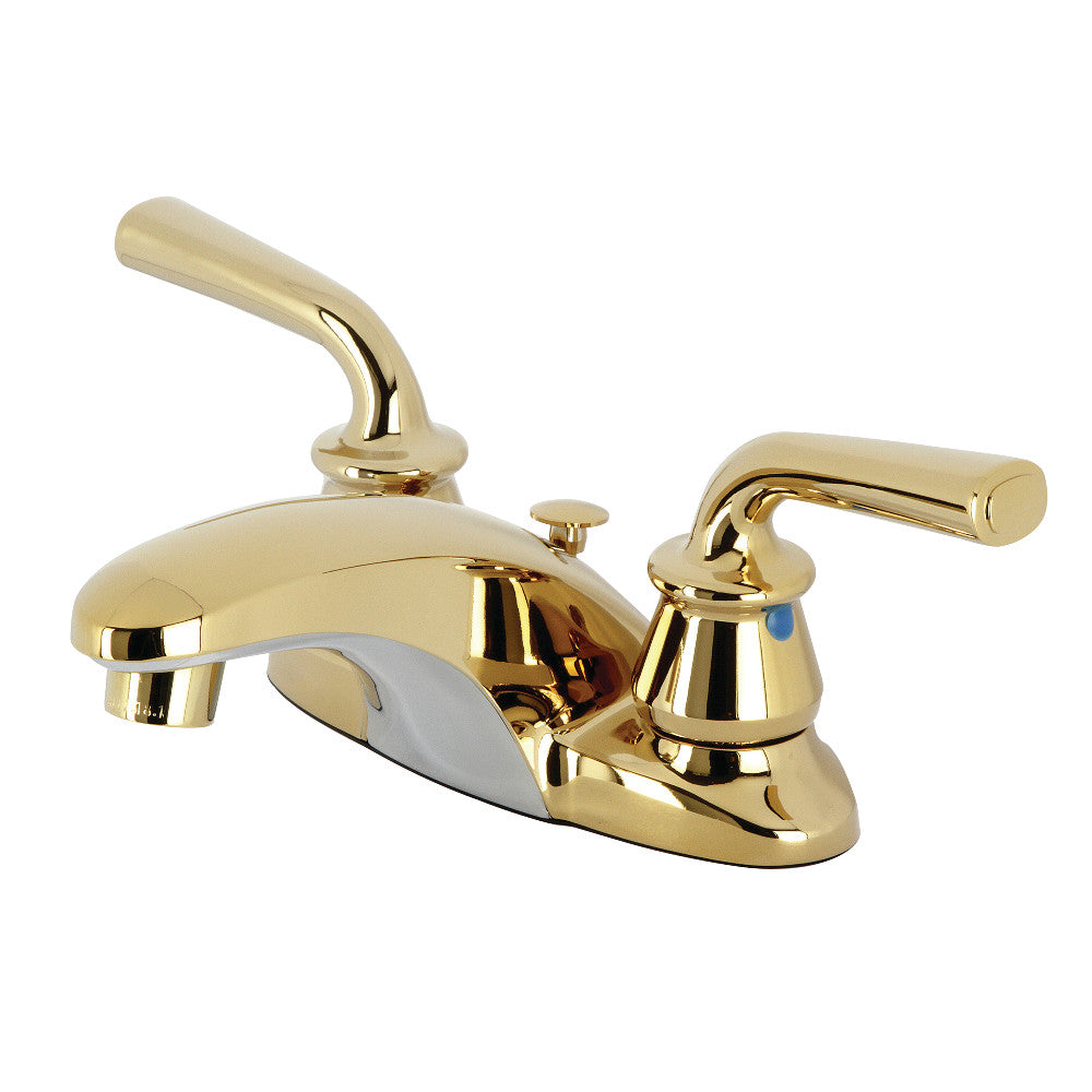 Restoration 4 Inch Centerset Bathroom Faucet in Polished Brass