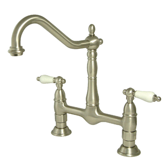 Heritage Bridge Kitchen Faucet in Brushed Nickel