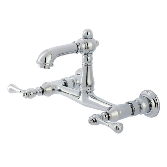 English Country Wall-Mount Bathroom Faucet in Polished Chrome