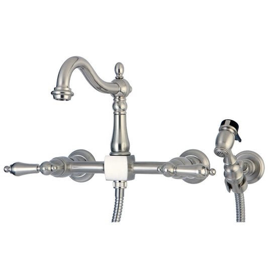 Heritage Wall Mount Kitchen Faucet in Brushed Nickel