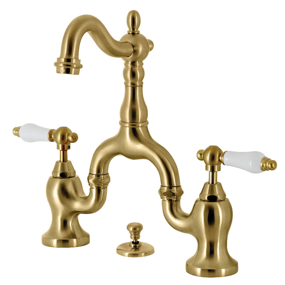 English Country Bridge Bathroom Faucet in Brushed Brass