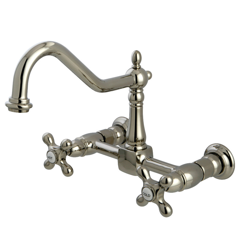 Heritage Wall Mount Kitchen Faucet in Polished Nickel