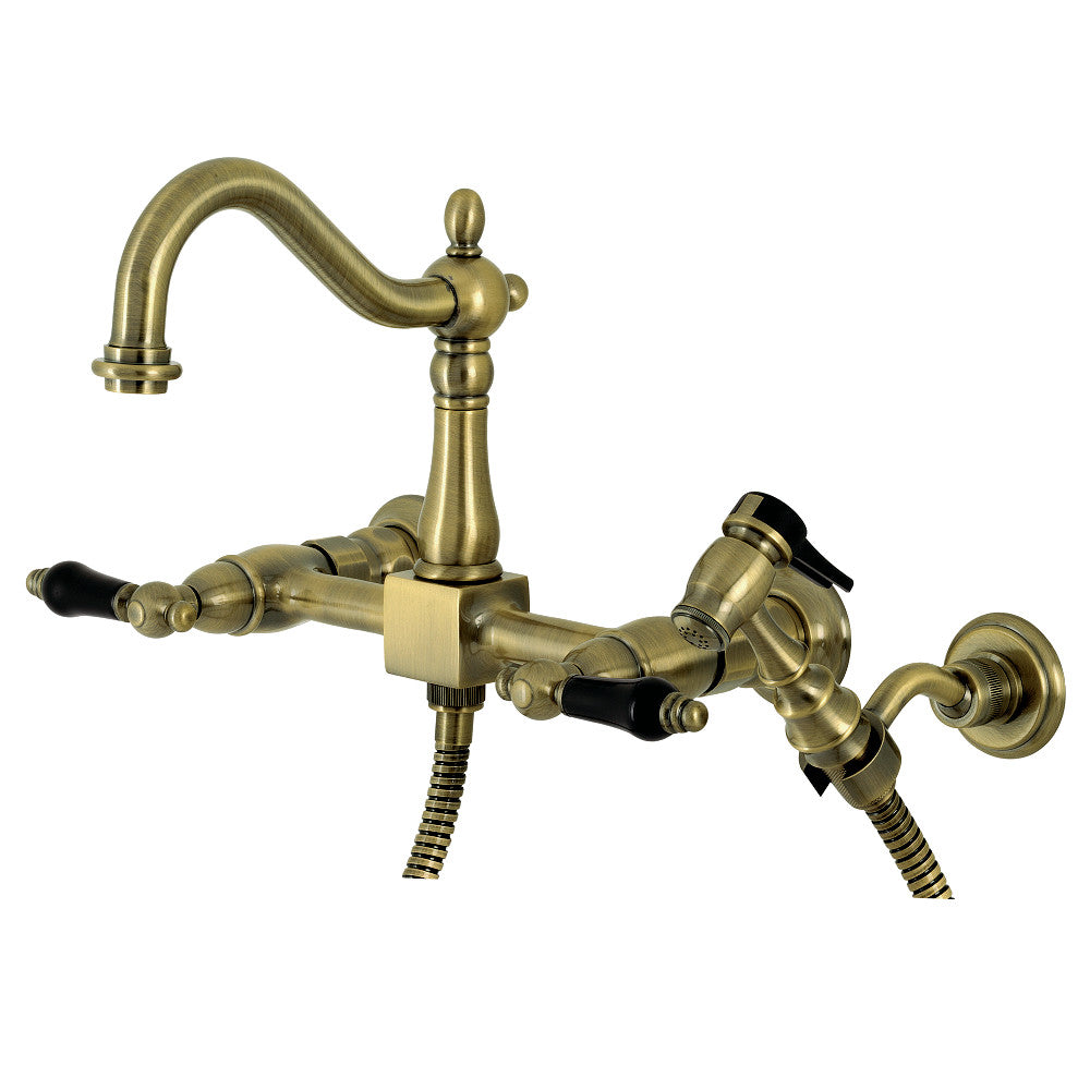 Duchess Wall Mount Kitchen Faucet in Antique Brass