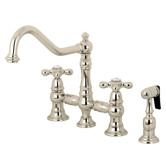 Restoration Bridge Kitchen Faucet in Polished Nickel