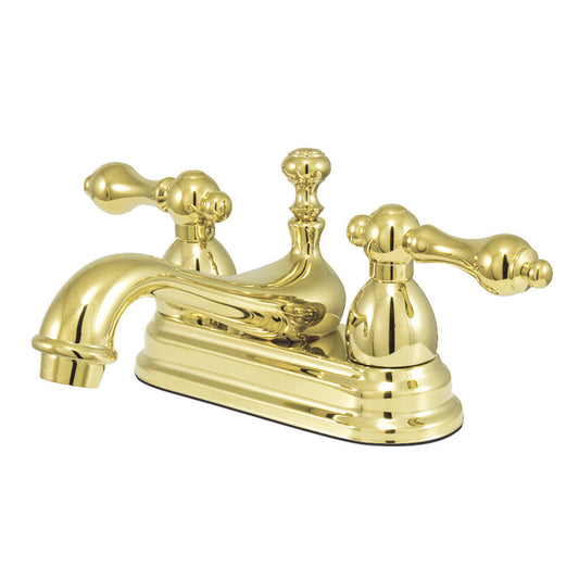 Restoration 4 Inch Centerset Bathroom Faucet in Polished Brass