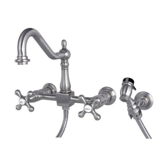 Heritage Wall Mount Kitchen Faucet in Brushed Nickel