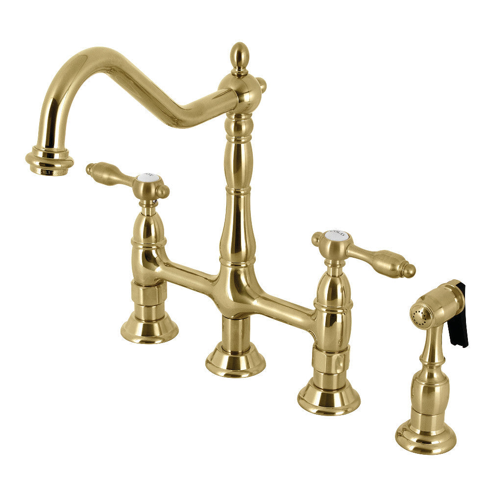Tudor Bridge Kitchen Faucet in Brushed Brass
