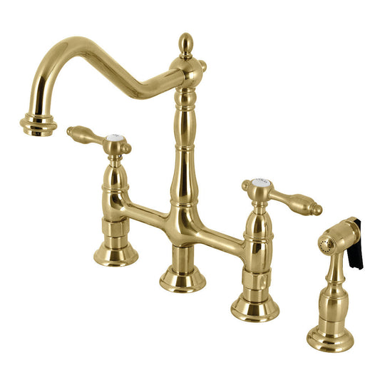 Tudor Bridge Kitchen Faucet in Brushed Brass