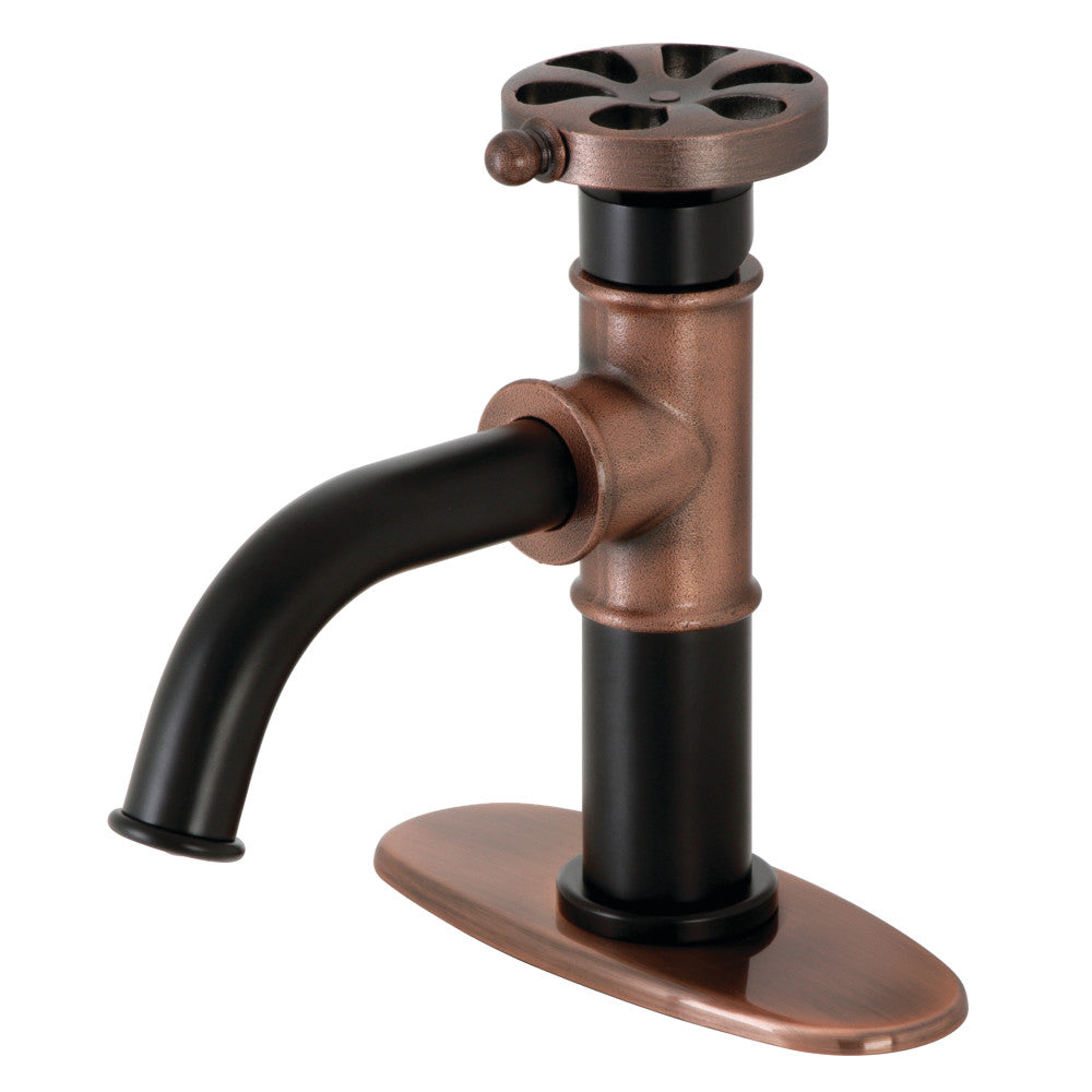Belknap Single-Hole Bathroom Faucet in Matte Black/Antique Copper