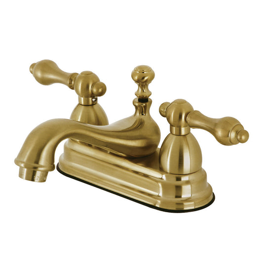 Restoration 4 Inch Centerset Bathroom Faucet in Brushed Brass