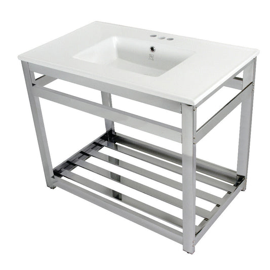 Quadras 37.38 Inch Console Sink in White