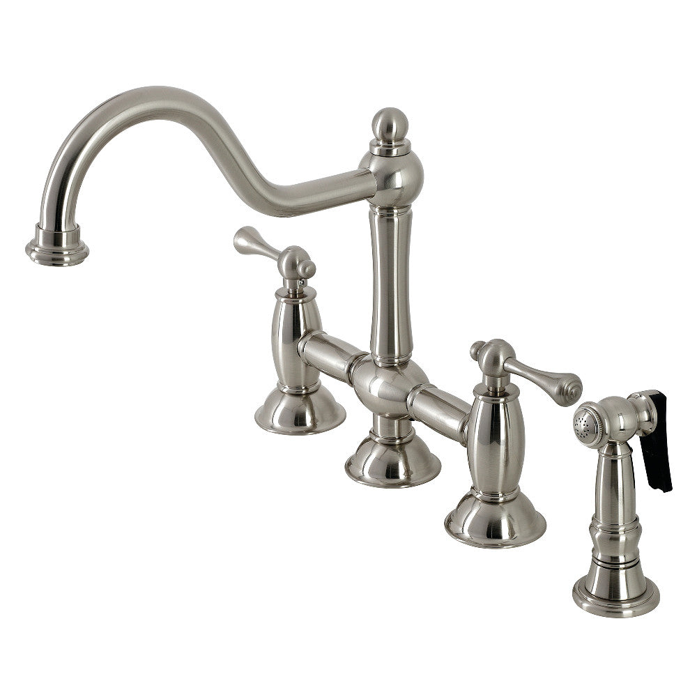 Restoration Bridge Kitchen Faucet in Brushed Nickel