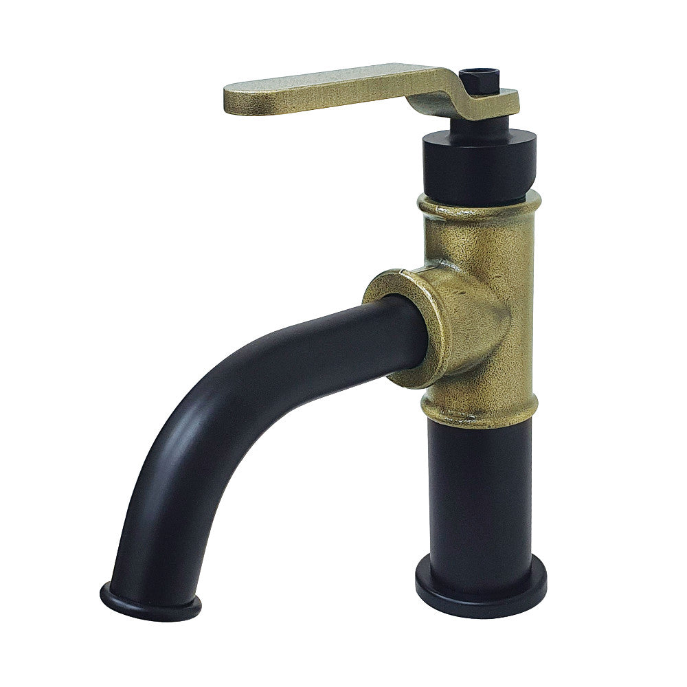 Whitaker Single-Hole Bathroom Faucet in Matte Black/Antique Brass
