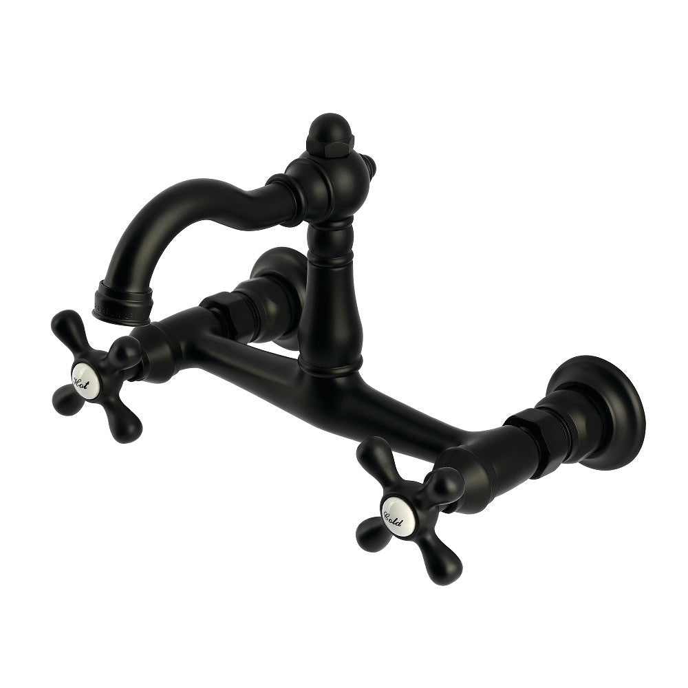 Vintage Wall Mount Kitchen Faucet in Matte Black