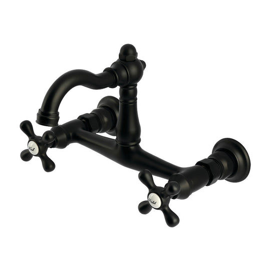 Vintage Wall Mount Kitchen Faucet in Matte Black