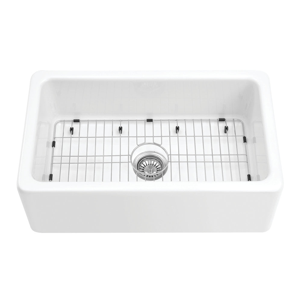 Kaolin 29.75 Inch Farmhouse Kitchen Sink in White