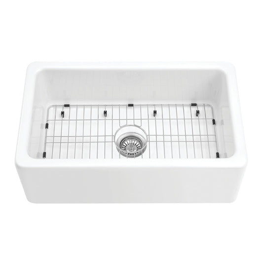 Kaolin 29.75 Inch Farmhouse Kitchen Sink in White