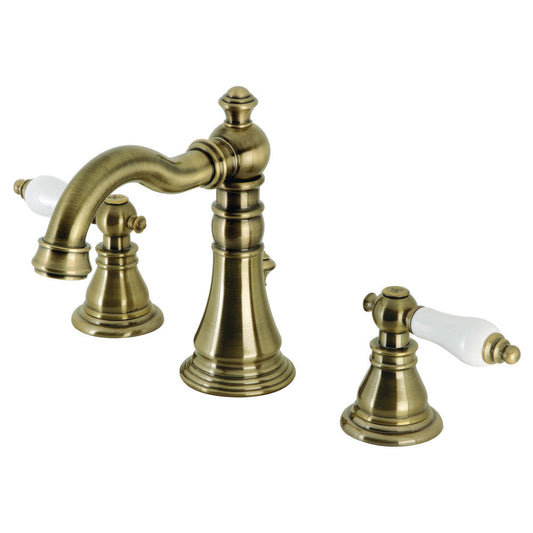American Patriot Widespread Bathroom Faucet in Antique Brass
