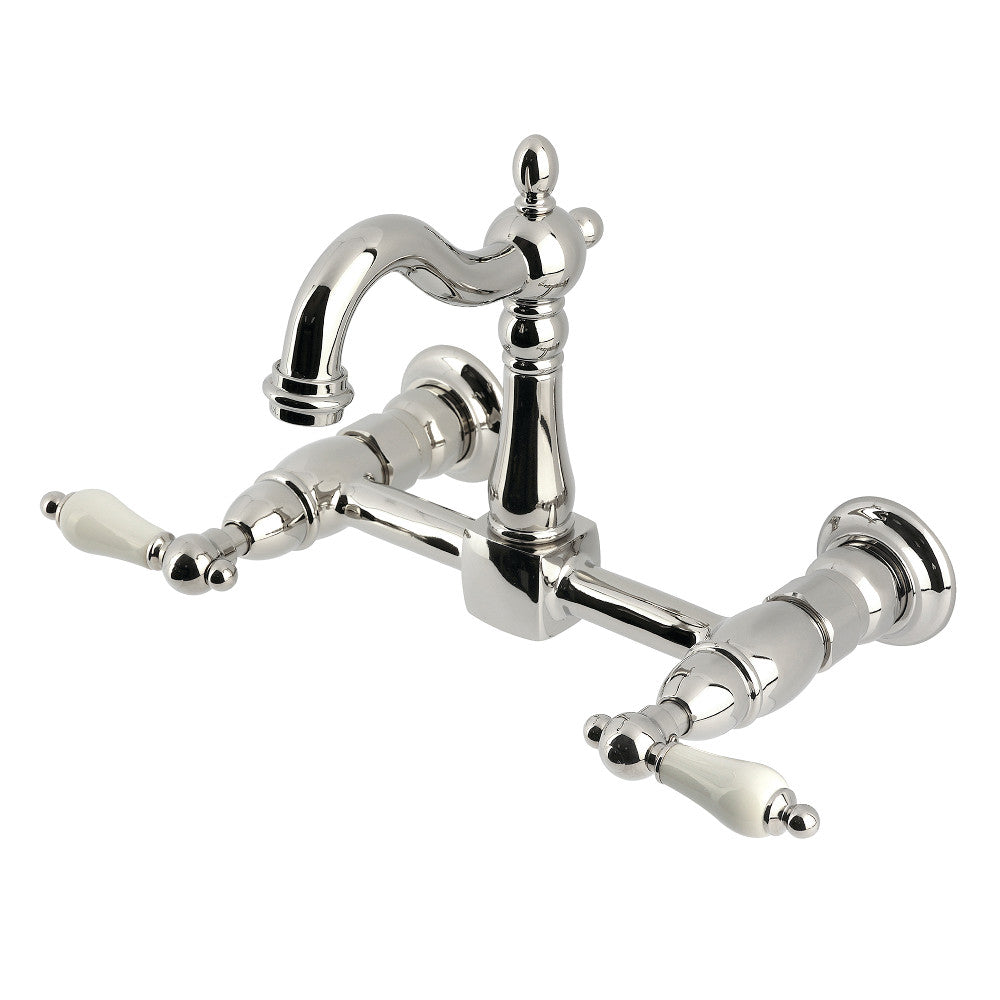 Heritage Wall Mount Kitchen Faucet in Polished Nickel