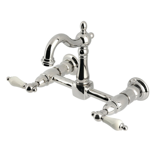 Heritage Wall Mount Kitchen Faucet in Polished Nickel