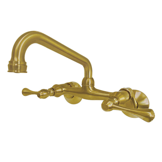 Kingston Wall Mount Kitchen Faucet in Brushed Brass