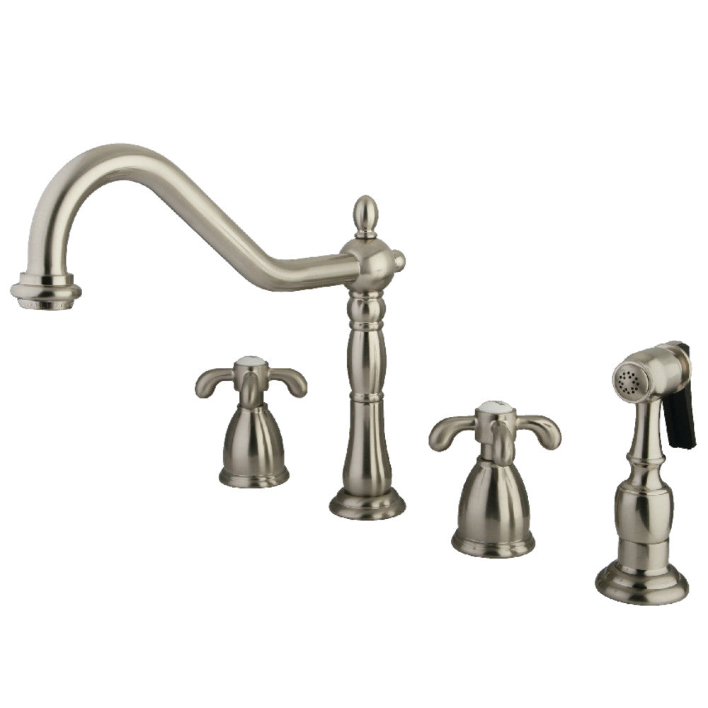 French Country Widespread Kitchen Faucet in Brushed Nickel