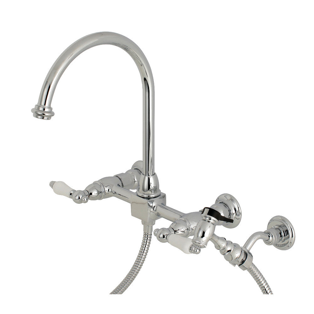 Restoration Wall Mount Kitchen Faucet in Polished Chrome