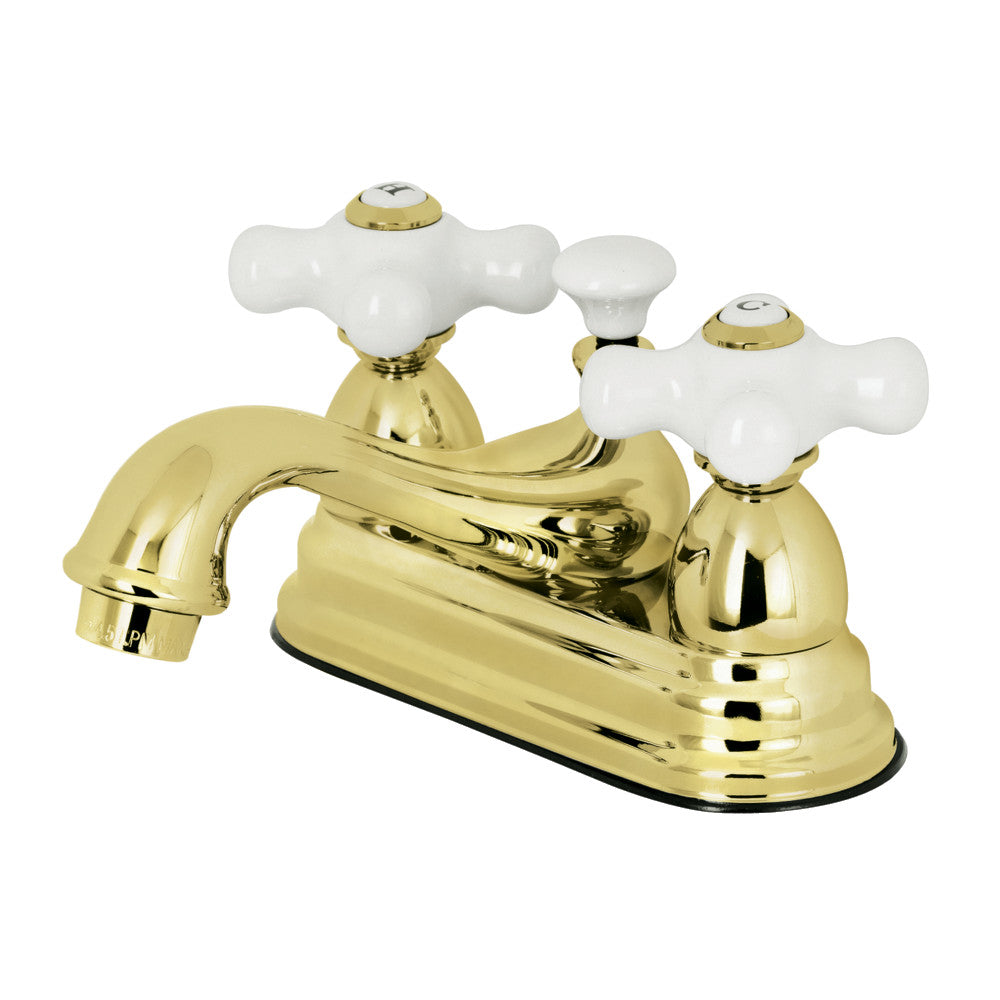 Restoration 4 Inch Centerset Bathroom Faucet in Polished Brass