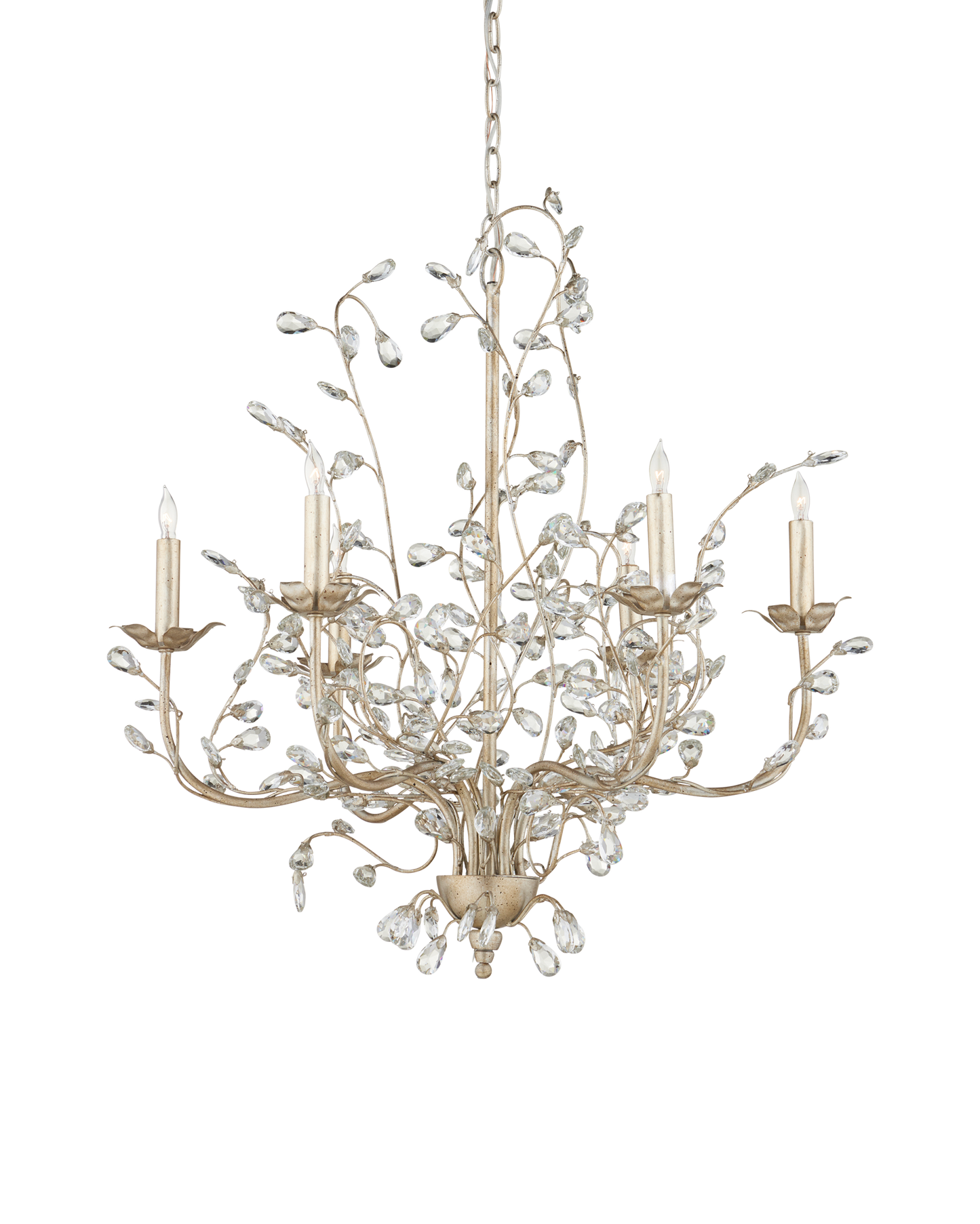 Crystal Bud Medium Silver Chandelier