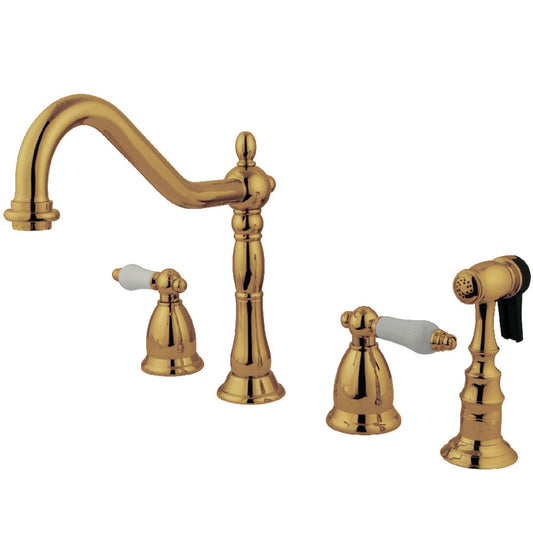 Heritage Widespread Kitchen Faucet in Polished Brass