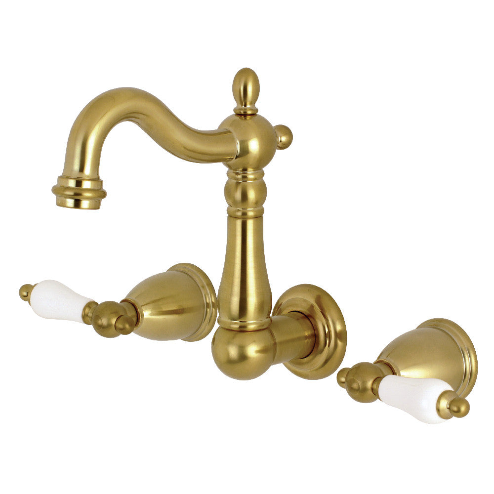 Heritage Wall-Mount Bathroom Faucet in Brushed Brass