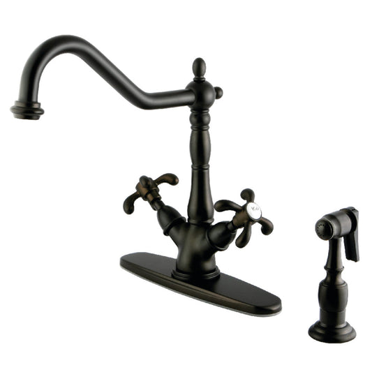French Country Two Handle Single-Hole Kitchen Faucet in Oil Rubbed Bronze