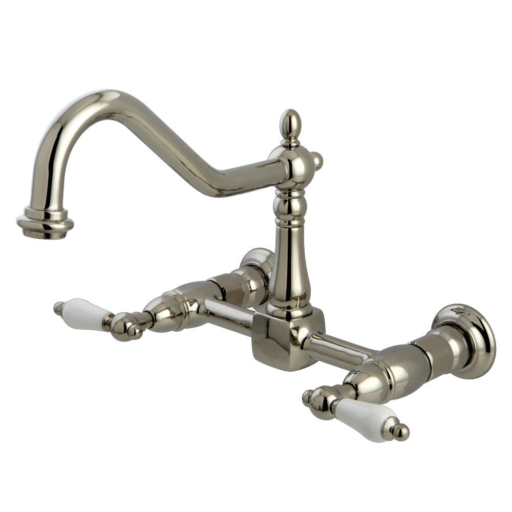 Heritage Wall Mount Kitchen Faucet in Polished Nickel