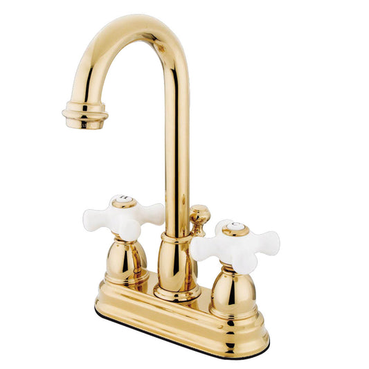 Restoration 4 Inch Centerset Bathroom Faucet in Polished Brass
