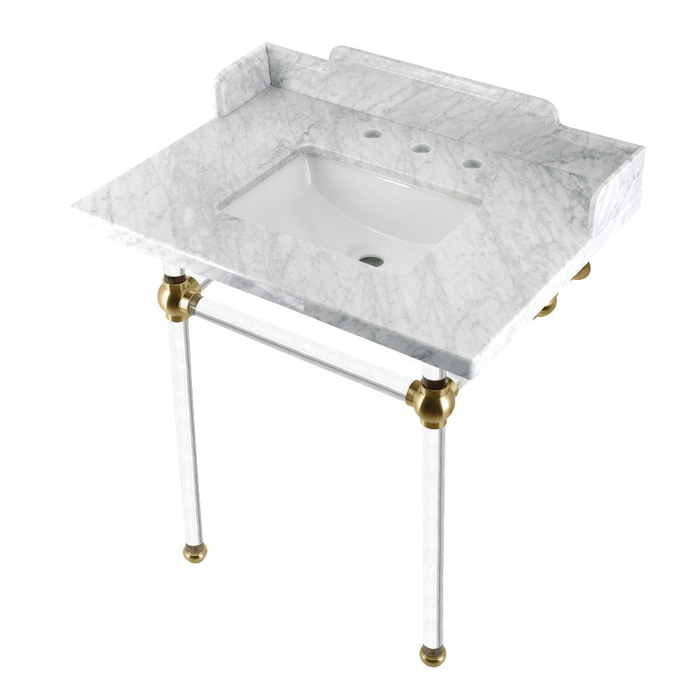 Pemberton 30 Inch Console Sink in Carrara Marble