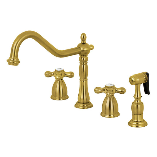 Heritage Widespread Kitchen Faucet in Brushed Brass