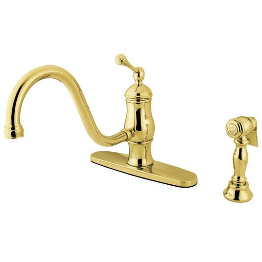 Heritage One Handle Kitchen Faucet in Polished Brass
