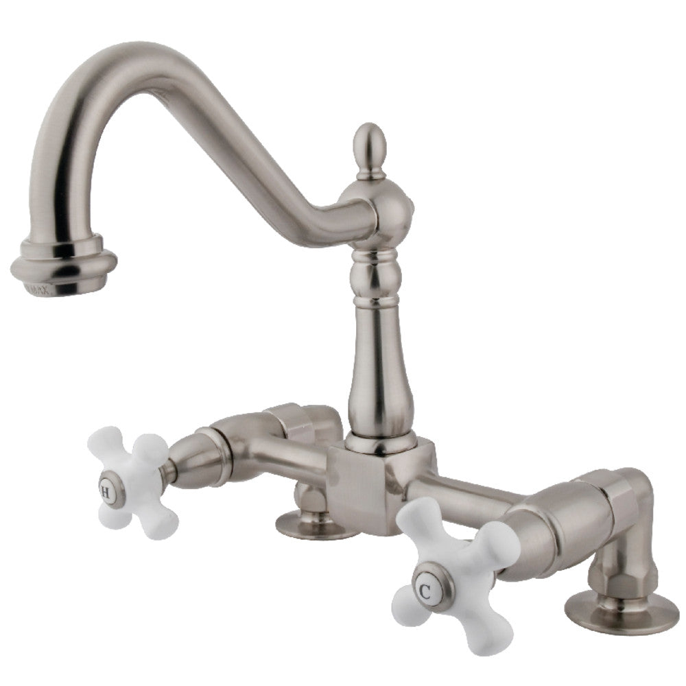 Heritage Bridge Kitchen Faucet in Brushed Nickel