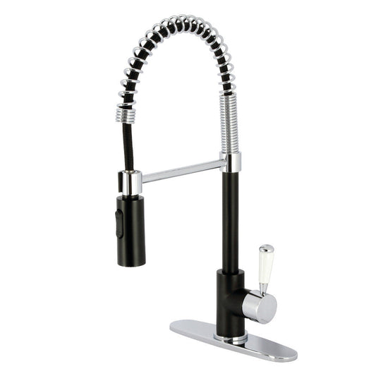 Paris Pre-Rinse Kitchen Faucet in Matte Black/Polished Chrome