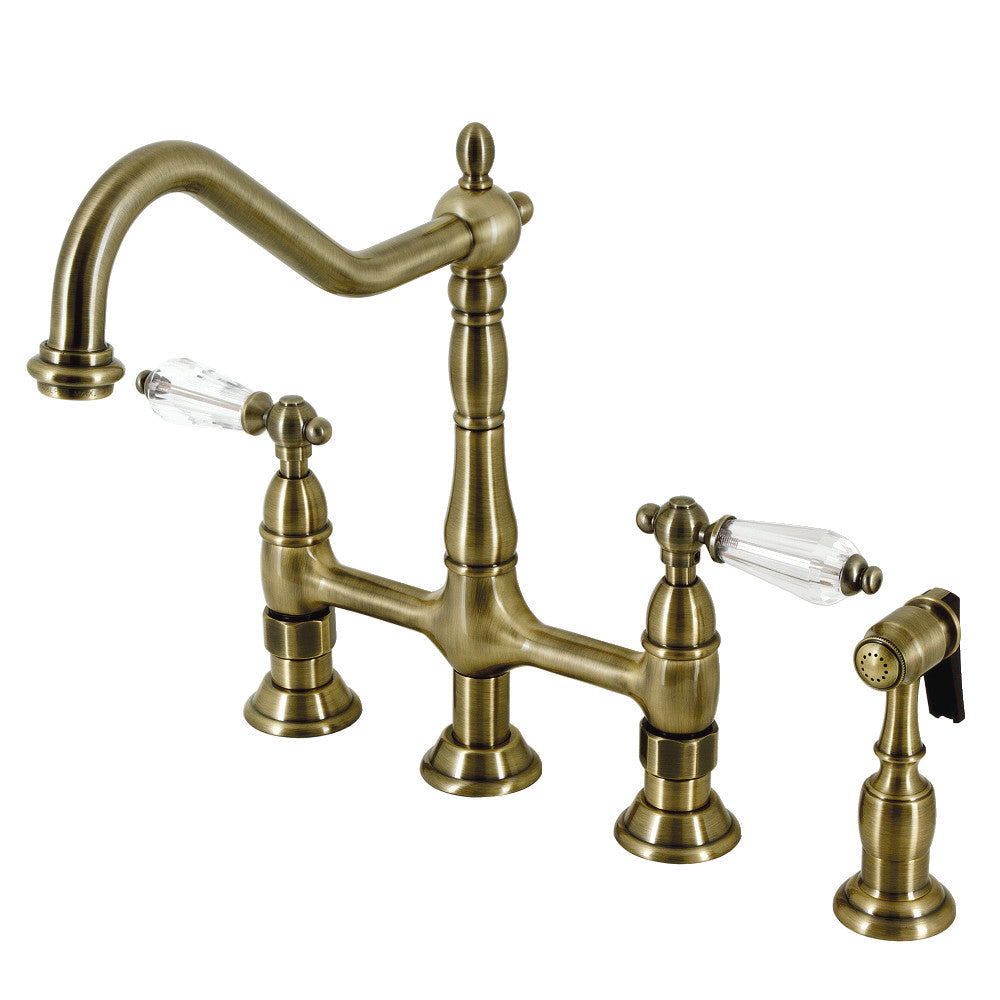 Wilshire Bridge Kitchen Faucet in Antique Brass