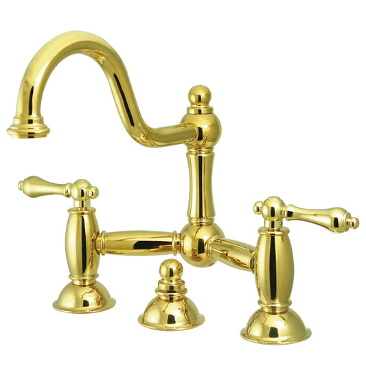 Restoration Bridge Bathroom Faucet in Polished Brass